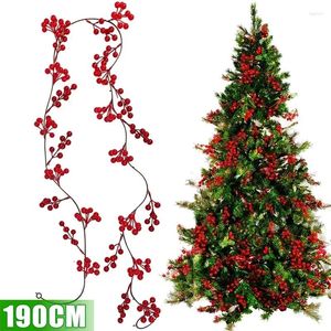 Decoratieve bloemen Rode bessenwijnstok DIY Hangende krans Kunstmatige hulstbessen Rotan Kerstboom Garland Decoraties Bruiloft Po Rekwisieten