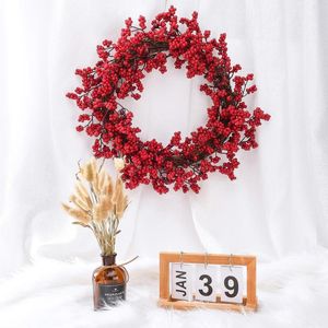 Fleurs décoratives Berry Red Berry Berries Artificial Wrath Creative Premium Material Décoration de Noël pour mousse à domicile fausse guirlande