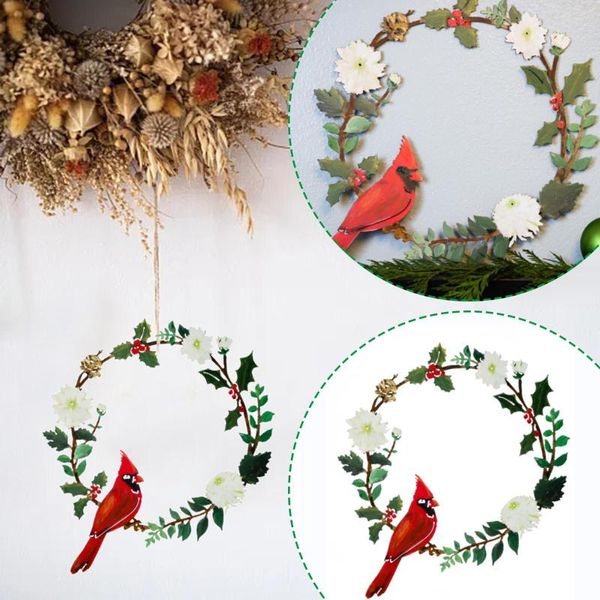 Fleurs décoratives rouge oiseau fer guirlande ornement métal rustique mur porte d'entrée décor intérieur extérieur cristaux pour voiture mariage décoration maison