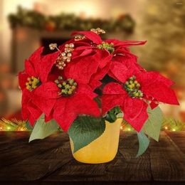 Fleurs décoratives de Noël rouge de Noël en pot