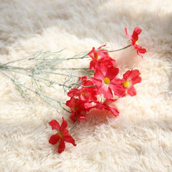 Fleurs décoratives fleur rouge panneau mural joli bricolage soie artificielle fausse feuille paniers de printemps floraux