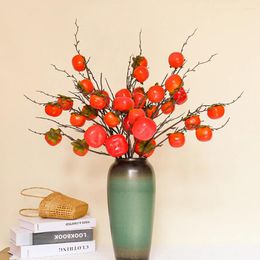 Decoratieve bloemen Rood Fruit Simulatie Persimmon Kunstmatige planten voor Home Decor Imitatie Floral Party Festival Leveringen Desktop ornament