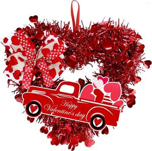 Fleurs décoratives Garland Garland Saint Valentin pour coeur Cœur de câble de bois de voiture Berce pour les lumières de Noël à batterie Une couronne