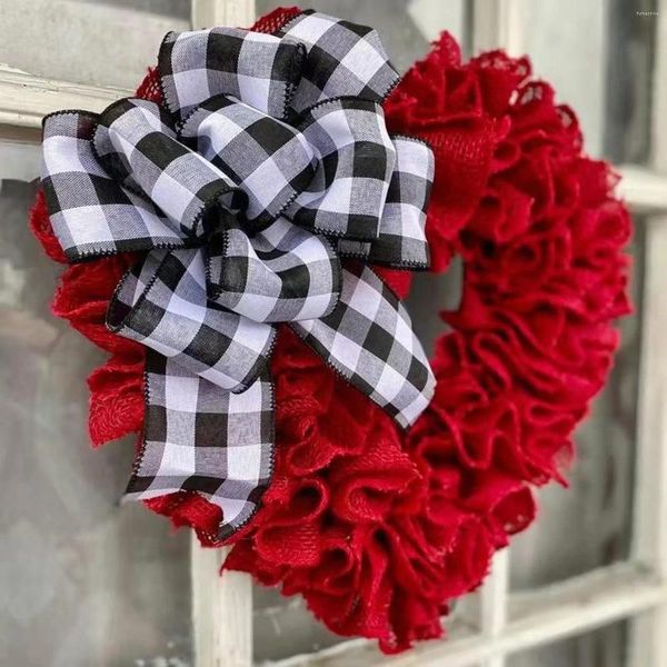 Flores decorativas Guirnalda en forma de corazón rojo Día de San Valentín 40 cm Colgante de pared Guirnalda artificial para