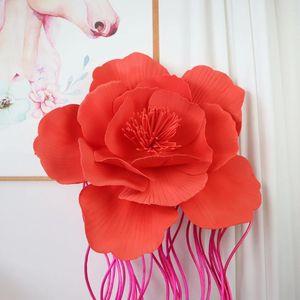 Decoratieve Bloemen Rode PE Kunstmatige Pioen Esthetische Kamer Decor Bruiloft Accessoires El Supplies Party Routekaart Decoratie