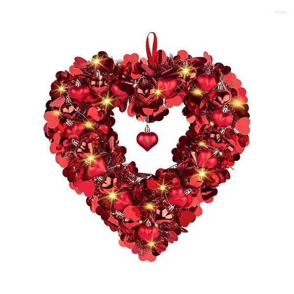 Fleurs décoratives Red Sequin Heart Wreath Love Wall Art pour la Saint-Valentin Proposition de la fête Signe de la fête du festival de décoration intérieure Scène