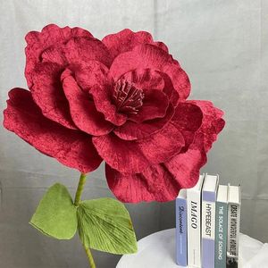 Decoratieve bloemen Rode simulatie Velvet pioengigant Wedding Window Display Artificial Fake Flower 30/40/50 cm Pograph Props