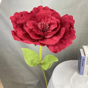 Fleurs décoratives simulation rouge velours pivoine géante de mariage de mariage affichage de fleur de rose têtes de fleur 30/40/50 cm décoration intérieure fausse artificielle