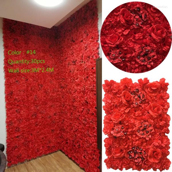 Fleurs décoratives rouge décor de mariage artificielle Rose mur soie fleur panneaux pour fête toile de fond décoration de la maison Pographie accessoires personnalisés