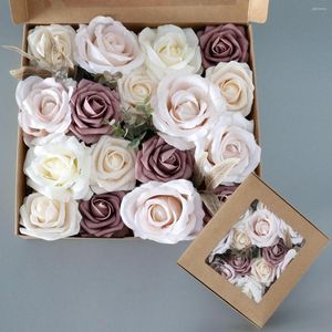 Fleurs décoratives raffinement soie artificielle Rose fleur ornement fête Festival mariage bricolage cadeaux boîte décorations