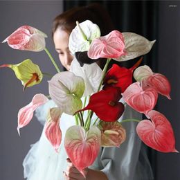 Fleurs décoratives Restaurant jardin nual élégant bricolage fausse plantes de soie anthurium calla artificiels lys
