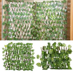 Decoratieve bloemen Intrekbare Privacy Garden Hek Artificiële planten Leaf Breidbare Faux Ivy Vine Outdoor Balkon Tuindecoratie