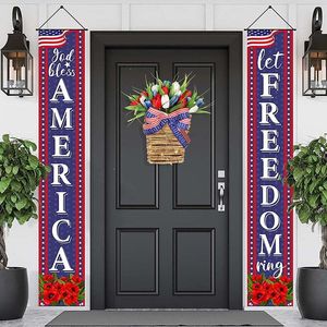 Decoratieve bloemen Lintkrans American National Day Deur Hangende onafhankelijkheidsmand Wall Home Voorste raam Zuigbekers