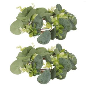 Fleurs décoratives anneau verts feuilles de couronne de simulation Porte orale de la porte suspendue garland