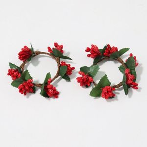 Decoratieve Bloemen Ringen Muur Opknoping Krans Kerst Ornament Servet Gesimuleerde Rode Bes