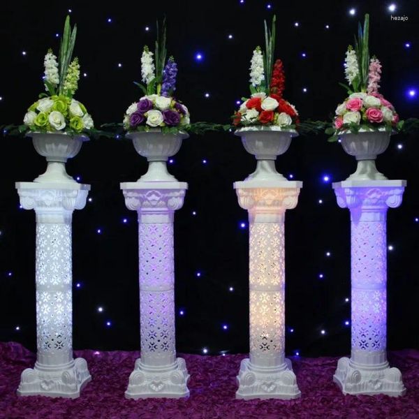Colonne de fleurs décoratives de Style romain, en plastique blanc, décoration de mariage, arrière-plan de fête, Guide routier