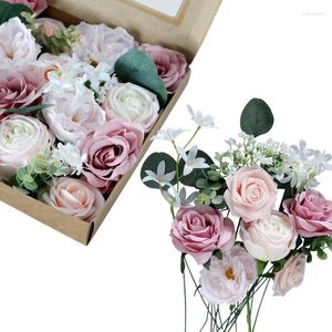 Fleurs décoratives Romance Simulation Rose Flower Box Ornement Festival Party DIY Flowe Bouquent Gifts Holiday Decor Supplies Product