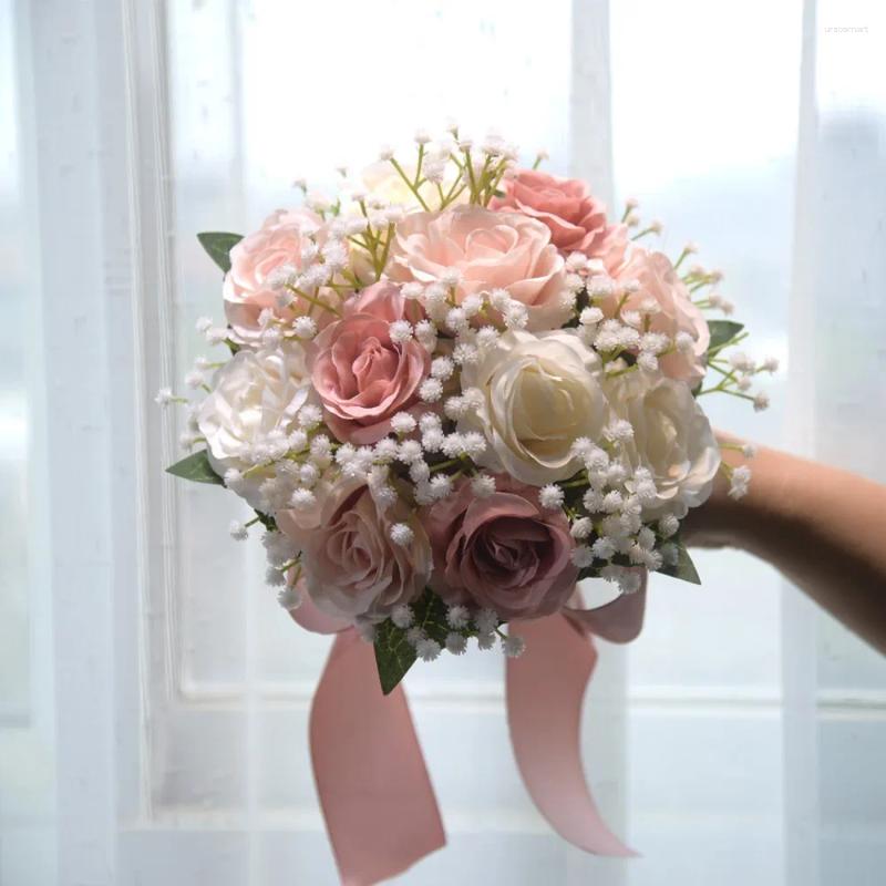 Flores decorativas buquê romântico noiva buquês de noiva dama de honra casamentos artificiais ao ar livre indoor/outdoor po shoots