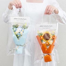 Fleurs décoratives Bouquet romantique à la main pour l'année Valentin Gift Artificial Crochet Home Decoration
