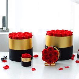 Flores Decorativas Nivel Romántico Una Rosa Eterna En Caja Regalos Esposa Juego De Regalo De Flores Reales Conservadas Decoración del Hogar Día De San Valentín Boda-B