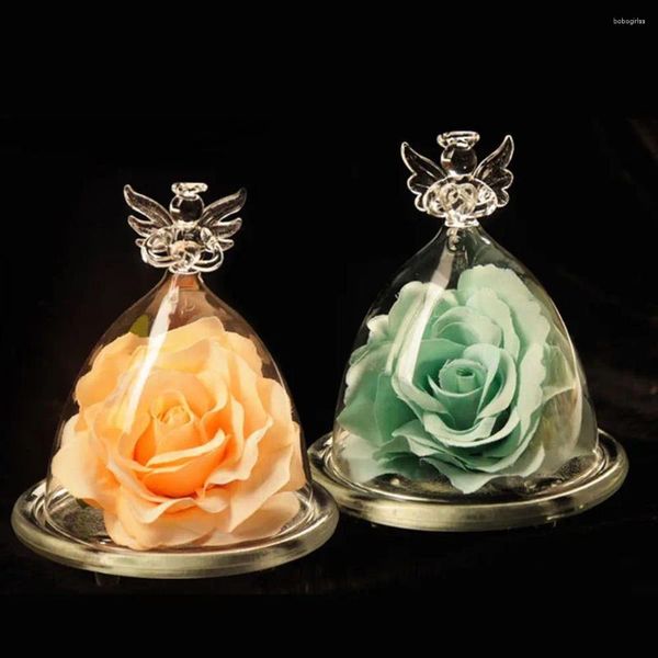 Fleurs décoratives de la Saint-Valentin romantique fleur de rose artificielle dans le dôme en verre mariage décor de décoration ornements de fête Produits