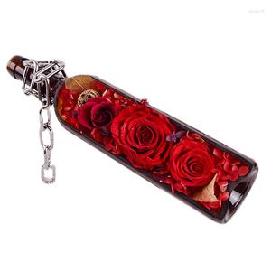 Fleurs décoratives, cadeaux romantiques de saint-valentin, cadeau créatif, bouteille de vin magique personnalisée, Rose éternelle pour petit ami, décoration de maison