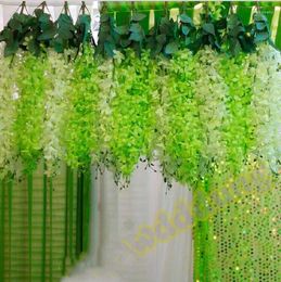 Flores decorativas Decoración de bodas románticas Garland Wisteria Artificial Silk Flower Vine Arches insertados Decoraciones de fiesta de Navidad