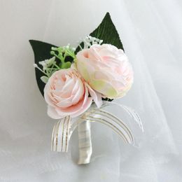 Flores decorativas Rose Rose Artificial Daisy Boda de boda novio y solapa de novia Estilo coreano Sen