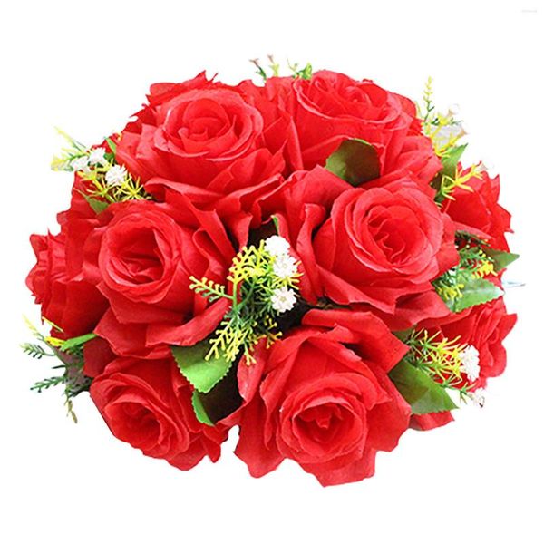 Fleurs décoratives Rose Fleur Artificielle Boule Tissu En Plastique Simulation Table Centres De Table Décor Pour Mariage Route Lead Floral Bouquet Party