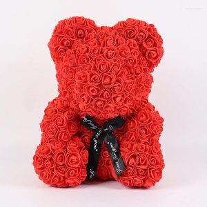 Fleurs décoratives Rose Bear Gift Creative Birthday Girl Girl Bouquet Chinois Saint Valentin de la Saint-Valentin Fleur simulée