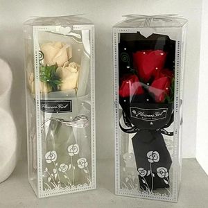 Fleurs décoratives Bouquet de rose à trois cadeaux en boîte d'anniversaire de fête d'anniversaire de la maison de la maison de la maison de la maison de la Saint-Valentin meubles pour l'affichage