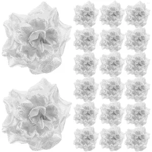 Fleurs décoratives Rose fleur artificielle 50pcs pour chapeau vêtements embellissement décoration de mariage (argent) noir