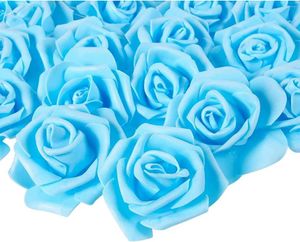 Decoratieve bloemen Roos Bloemhoofdjes Kunstrozen voor bruiloften DIY Ambachten (3 in blauw 100 stuks)