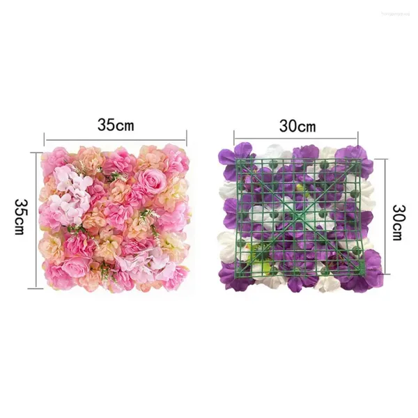 Flores decorativas Panel de pared de flores rosas Fondo floral artificial 3D para boda Ducha nupcial Baby Pography