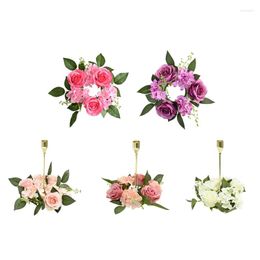 Fleurs décoratives Rose Fleur Guirlande Anneau Guirlandes Artificielles Titulaire Pour Centres De Table Partie Décoration De Mariage