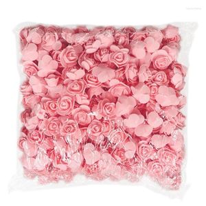 Fleurs décoratives Rose Tête Artificielle 1.4in DIY Real Touch Têtes De Fleurs En Mousse 500 PCS Décors Floraux Pour Bouquets De Mariage De Mariée