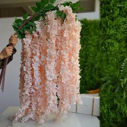 Decoratieve bloemen Rose roze 1,6 meter kunstmatige zijden decoraties Wisteria Vine Rattan bruiloft achtergrond feestartikelen