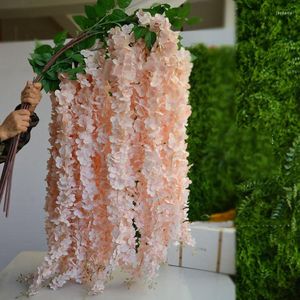 Fleurs décoratives Rose Rose 1.6 mètre décorations en soie artificielle glycine vigne rotin mariage toile de fond fête fournitures