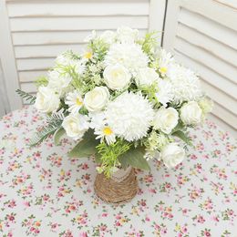 Fleurs décoratives Rose soie fleur artificielle décoration de mariage Bouquet produits ménagers aménagement de bureau bricolage faux
