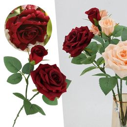 Fleurs décoratives Rose branche unique Multi tête mariage Simulation fleur salon décoration tir île artificielle promenade