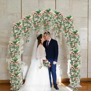 Fleurs décoratives vigne rose suspendue avec verte lef de fleur de soie mural vigne guirlandais pour la maison de jardin décor de mariage