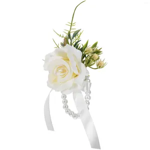 Bracelet à fleurs décoratives en forme de roses, décor rustique en tissu pour mariage, fête de bal