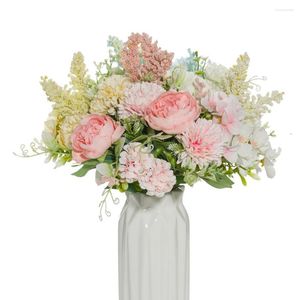 Decoratieve Bloemen Rozen Kunstmatige Witte Zijde Pioen Hoge Kwaliteit Roze Bloem Bruid Boeket Bruiloft Tafel Diy Home Decor Nep