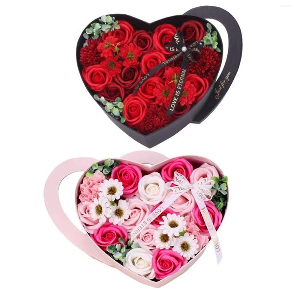 Fleurs décoratives Roses boîte à fleurs cadeaux de saint valentin ornement artistique pour maman femme