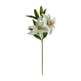 Fleurs décoratives Ruburn Lily Fleur artificielle (Ensemble de 2) Cadeaux blancs pour les vignes de petit ami Tissure de décoration de chambre Flores décorativas artificia