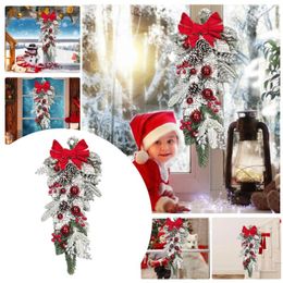 Fleurs décoratives décor de Noël rustique Composante rouge et blanc avec couronne de pince à double pince.