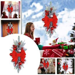 Fleurs décoratives décor de Noël rustique Composant rouge et blanc avec bail de couronne de pince à double pince