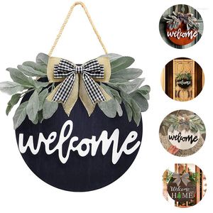 Decoratieve bloemen rustieke deurhangers voorkant met premium groen voor huizendecoratie welkom krans teken boerderij veranda inrichting