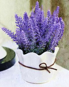 Decoratieve bloemen Rustieke stijl Home Decor Wedding Decoratie in één bloem en keramische vaasset Artificial Lavender Bonsai All