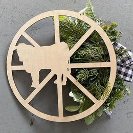 Fleurs décoratives mures rustiques Hanging Farmhouse Christmas Wreath Collection de bienvenue Signe de bienvenue Wheel Garland Winter Wagon